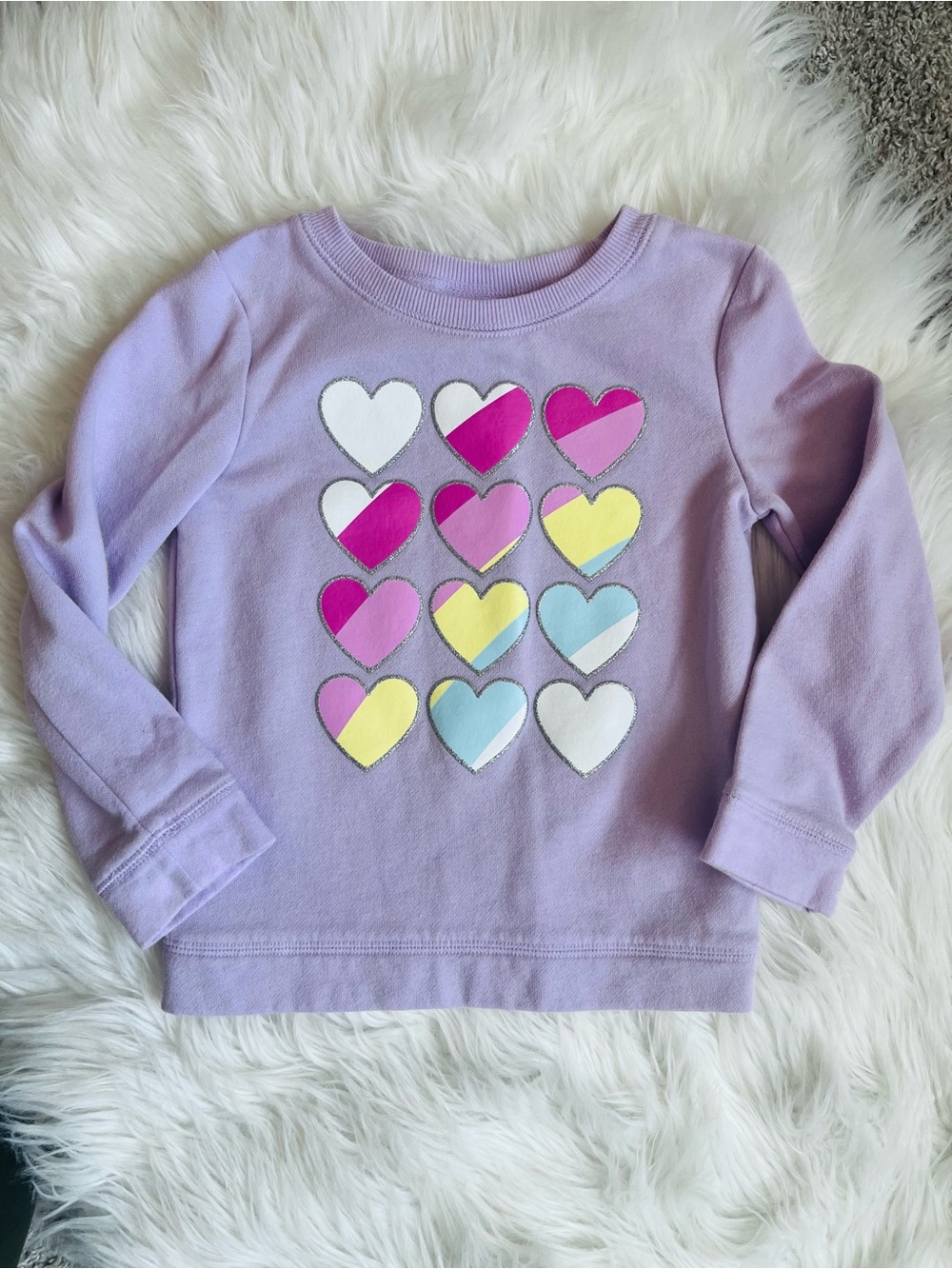 The Children's Place Lavender Heart Patch Long Sleeve Tee
